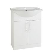 Gloss White Vanity & Basin. 650mm