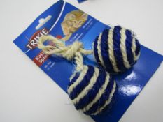 20 x Trixie Cat Toy. Double Balls. Rattle Scratch Rope