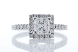 18ct White Gold Princess Cut With Halo Shoulders Diamond Ring (1.00) 1.36 Carats