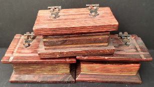 3 Carved wood Boxes