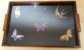 Fabulous Tray with Decoupage Decoration 1930s 40s