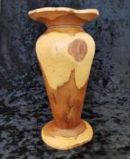 Hand turned wood vase rich natural colours interesting grain paterns decorative