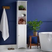 (QQ60) Colonial Tall Bathroom Storage Unit Easy to clean with a water resistant white paint((QQ60)