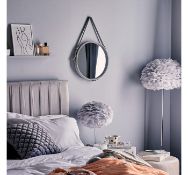 (UR137) Round Velvet Strap Mirror Hung on a plush, grey velvet strap, this is an on-trend mirr...