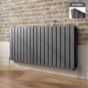 (UR11) 600x1600mm Aluminium Anthracite Flat Panel Horizontal Radiator. RRP £749.99.Ultra-mode...