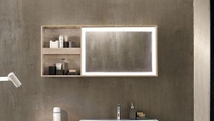 (XL8) Keramag Citterio Natural Beige with shelf Illuminated Mirror. RRP £1,159.99. Wood struct...(