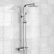 (XL145) 200mm Thermostatic Waterfall Shower Set Chrome Square - 20 cm - With Hand Shower. Ther...(
