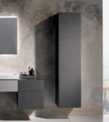 (XL143) Keramag Xeno Scultura Grey Tall cabinet. RRP £1,175.99. 400x1700x351mm, wood texture ...(