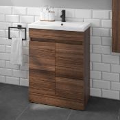 600mm Trent Walnut Effect Double Door Sink Cabinet - Floor Standing. RRP £499.99.COMES COMPLET...