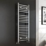 (UR46) 1200x450mm - 25mm Tubes - Chrome Heated Straight Rail Ladder Towel Radiator - Natasha Pr...