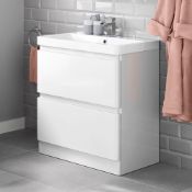 (PC29) 800mm Denver Gloss White Built In Sink Drawer Unit - Floor Standing. RRP £649.99. Comes...(