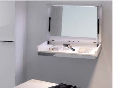 (UR75) Keramag Silk Glossy White Cosmetic Shelf with Mirror. RRP £656.99. Folding cosmetic sh...