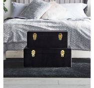 (UR139) Black Velvet Trunks - Set of 2 The black velvet exterior gives these trunks a glam fin...