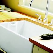 (RR153) Ceramics Classic Belfast 1 Bowl White Fire Clay Ceramic Kitchen Sink - 595 x 455mm . (RR153)