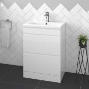 (UR89) 615mm Trent Three Drawer Standing Cabinet High Gloss White. The Trent series shows tha...