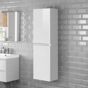 (PC28) 1400mm Denver Tall White Bathroom Cabinet - Wall Hung. RRP £399.99. Great practical sto...(