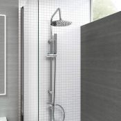 (RC103) Modern Chrome Riser Rail Mixer Round Shower Head Kit for Bath Tap. Rrp £199.99. Chrome...