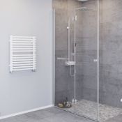 (AD193) 600 X 500MM CURVED D-BAR TOWEL RADIATOR WHITE. High quality powder-coated