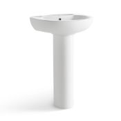 (UR61) Quartz Sink & Pedestal - Single Tap Hole. Made from White Vitreous China and finished wi...