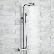 (UR124) Square Thermostatic Bar Mixer Shower Set Chrome Valve 7