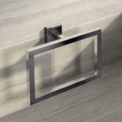 (DE122) Modern Chrome Towel Ring Holder Wall Mounted Square Bathroom Accessory. Gleaming chrome...