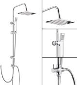 Modern Chrome Riser Rail Mixer Square Shower Head Kit for Bath Tap. Sp5106. Chrome effect finis...
