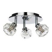 (DE126) Kapista Cut glass Chrome effect 3 Lamp Spotlight This triple spotlight has a chrome ef...