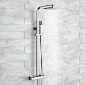 (DE43) Square Thermostatic Bar Mixer Shower Set Chrome Valve 7