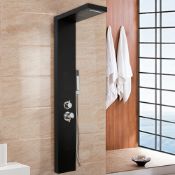 (LV41)Black Square Modern Bathroom Shower Column Tower Panel System With Hand Held & Massage Je...