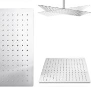 (DE125) 16 Inch Square Fixed Rainfall Shower Head Easy Clean Stainless Steel Swivel Joint. Cra...