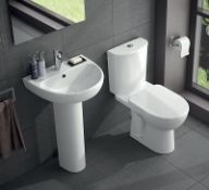 Twyford Fiji Round Close Coupled Toilet Pan. Constructed from Ceramic material for excellent ...