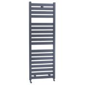 (VD164) CASSELLIE FEWSTON DESIGNER TOWEL RADIATOR 1420 X 500MM ANTHRACITE. Flat-panelled design...