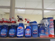 26 X ITEMS TO INCLUDE: 9 X BLUECOL SUBZERO DE-ICER 500ML, 6 X CARPLAN BLUE STAR DE-ICER 750ML, ...