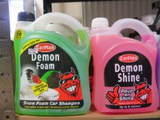 8 X ITEMS TO INCLUDE 5 X CARPLAN DEMN FOAM WITH BUILT IN GUN 2 LITRE AND 3 X CARPLAN DEMON SHIN...