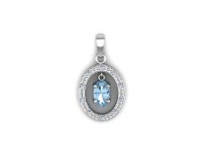 9ct White Gold Diamond And Blue Topaz Pendant 0.03 Carats