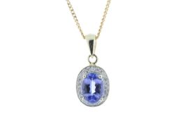 9ct Yellow Gold Diamond And Tanzanite Pendant 0.11 Carats