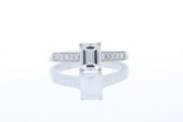 Platinum Single Stone Emerald Cut Diamond Ring 1.04 Carats