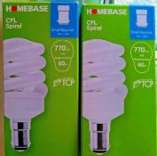 9x Homebase CFL Spiral Small Bayonet Bulbs