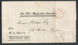 G.B. - London 1840 Returned Letter Wrapper with 'Free W. L. Maberly. Dead Letter Office