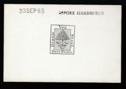 Orange Free State 1883- 84 Issue 2d Die Proof in black on glazed card handstamped 