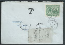 Anguilla 1932 1/2d cover to St. Lucia, cancelled ANGUILLA VALLEY with handstamped 