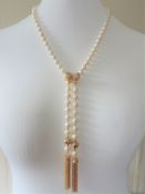 Bespoke Akoya Pearl Lariat Necklace 39 X 9Mm Pearls 38