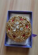 Metal Jewellery Box Embellished With Rhinestones