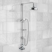 (LV142)Traditional Thermostatic Exposed 2 way Mixer Shower Set Chrome round 200mm Head Handheld...