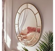 (LV158) Large Oval Mirror Side panels framed by champagne sectioning create a gorgeous effect ...