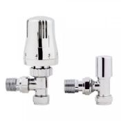 15mm Standard Connection Thermostatic Angled Chrome Radiator Valves. RA07A. Made of solid bras...