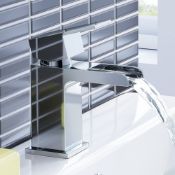 (LV53) Modern Waterfall Cloakroom Basin Mixer Tap Chrome Bathroom Sink Faucet . Chrome plated s...