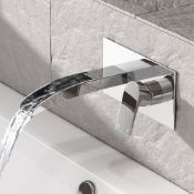 (LV90) Denver Modern Wall Mounted Chrome Waterfall Mixer Tap. Chrome plated brass. 1/4 turn ce...