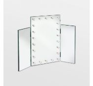 (LV156) Trifold Mirror with Warm LED Lights. Large centre mirror with adjustable side mirrors ...