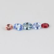1.58 ct. Set of 5 Sapphire - Sri Lanka, Ceylon